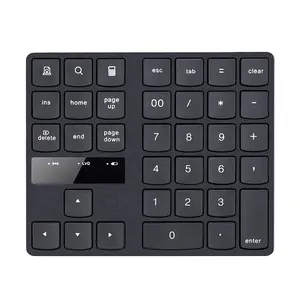 Mini teclado sem fio para jogos, teclado numérico recarregável 2.4g sem fio com 35 teclas para laptop pc ergonômico e gamer