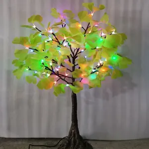 Venda quente jardim ao ar livre ginkgo casamento tabela lâmpada 1m RGB natal mini artificial bonsai árvore luz