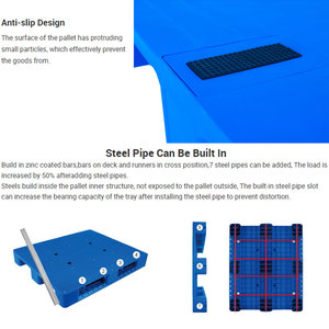 Palet <span class=keywords><strong>de</strong></span> Plástico Resistente y Duradero para Almacenamiento y Envío, Palet Industrial <span class=keywords><strong>de</strong></span> 4 Entradas, <span class=keywords><strong>de</strong></span> una Sola Cara, Euro 1200x1200, con Acero - Product Image 4