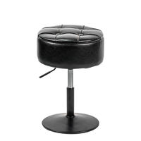 Tabouret de comptoir pivotant rembourré moderne, en similicuir capitonné, avec réglage en hauteur par vérin à gaz, base en métal noir, mobilier commercial