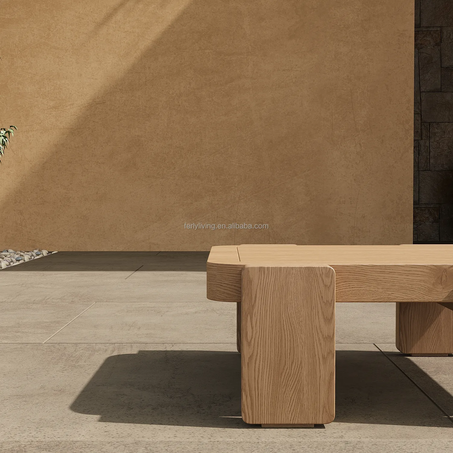 FERLY moderno personalizado OEM madera maciza teca muebles de jardín al aire libre mesa auxiliar mesa de centro de madera para jardín