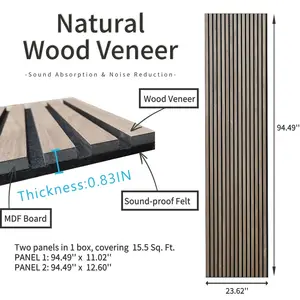 KASARO Akupanel Natural White Oak Indoor Wood Absorbing Sound Proof Wood Slat Wall Panels Woodupp Acoustic Panel