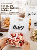 Sac d'emballage transparent de qualité alimentaire pour boulangerie, imprimé sur mesure, avec poignée découpée, auto-scellant, pour pâtisseries, fruits secs