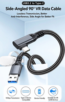 Kabel VR Link USB3.2 ke Type-C Sudut Kanan, Transfer Data 10Gbps, Kabel Pengisian Daya 60W untuk Quest3, Kabel Streaming Kamera AR