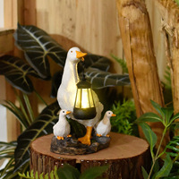 Décoration d'extérieur solaire transfrontalière en forme de canard, ornement animal lumineux créatif pour la maison, artisanat lumineux sculpté en résine époxy