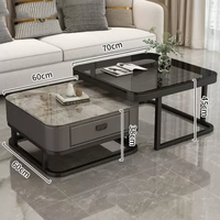 Table basse moderne de luxe en marbre avec rangement intégré, design élégant et fonctionnel, table basse durablement conçue