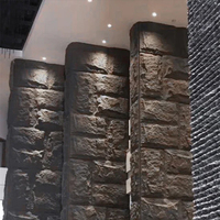 Panneau de pierre en polyuréthane Faux Rock décoratif extérieur léger et sans bordure Panneau mural en pierre Pu 3d