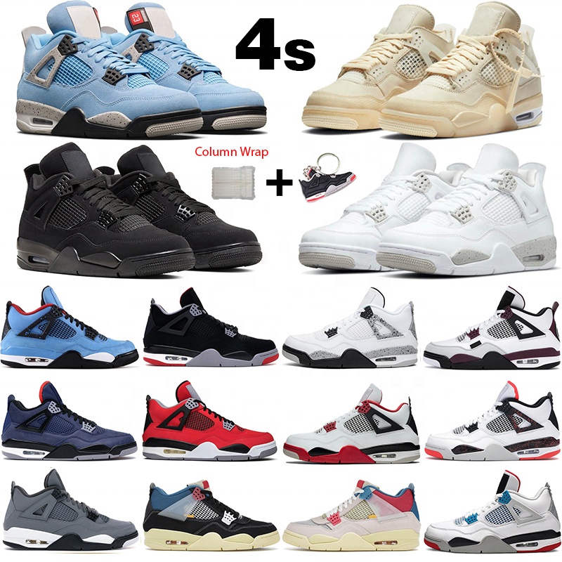 Баскетбольная обувь в западном стиле; Женские высокие качества ОГ 4 Ретро 4s Bred черная кошка Университет синего цвета с украшением в виде мужские модные кроссовки 4