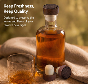 Vietnam WeWood Tree Ring Wood Top Polymer Stopper Whisky Vodka Spirits Liquor Bottle Closure Custom Wine Cap - Product Image 5