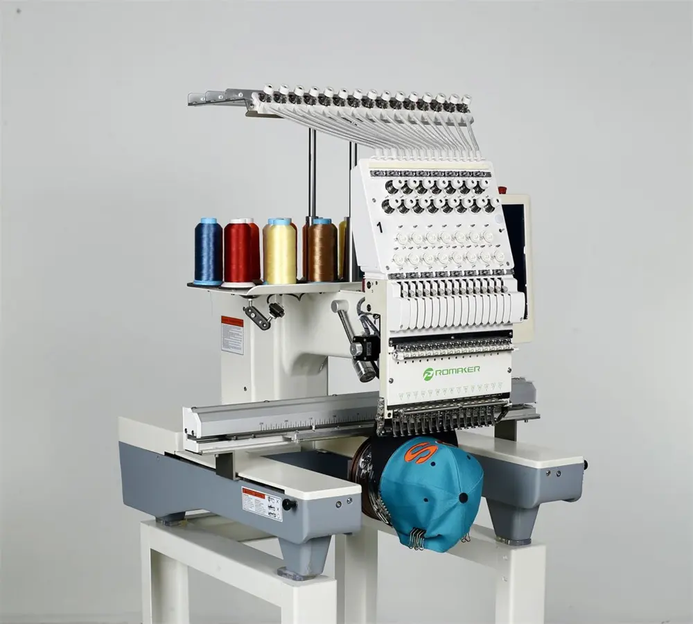 Promaker embroidery machine 12 15 needles single head hat clothes barudans embroidery machine for embroidery