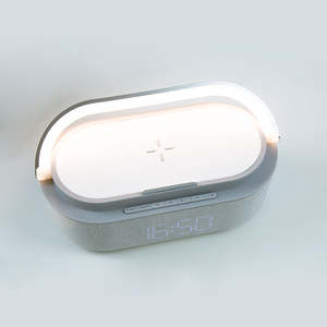 راديو FM أنيق محمول 6 في 1 مع ساعة منبه وشاحن لاسلكي وحامل هاتف - مصباح أنيق ومكبر صوت متعدد الميزات الأكثر مبيعًا - Product Image 4