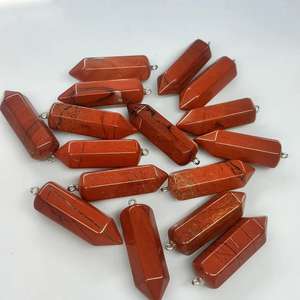 레드 재스퍼 14X43MM 육각 프리즘 보석 비즈 대형 사이즈 각진 불렛 펜던트 반귀석 DIY 주얼리 제작용 - Product Image 6