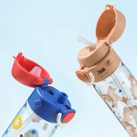 Bouteille d'eau Pinkah Tritan avec couvercle 2-en-1 paille et bec verseur, anti-fuite, sans BPA, avec sangle pour enfants à l'école