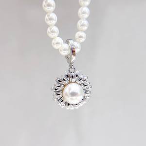 31386DIY Pearl Accessories S925 <b>Silver</b> Pendant with 7-8mm Round <b>Beads</b> Female Air Holder Concealer Gold Plated Fashion Pendant - Product Image 2