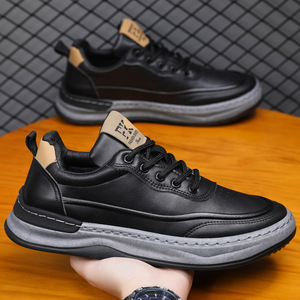 Factory Wholesale Brown White Black Lace-up Breathable Casual Shoes-PU Upper Rubber Sole All Seasons Walking <b>Style</b> for Men - Product Image 4