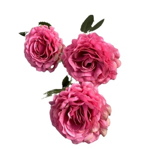 Style européen unique branche romaine <span class=keywords><strong>Rose</strong></span> salle de mariage à trois têtes parfumé neige tissu fleur en gros plantes décoratives - Product Image 5
