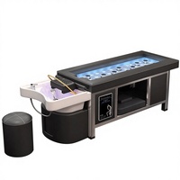 Lit de thérapie capillaire multifonctionnel de luxe avec fonction de massage thaïlandais, lavabo en céramique et chauffe-moxibustion pour salon