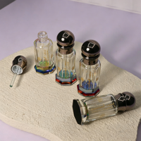 Vente en gros de flacons de parfum Attar Oud en cristal transparent de forme octogonale, en verre, 12 ml, avec bâtonnet en verre, flacons de parfum vides