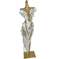 Robe longue de soirée blanche à franges et strass pour femme, transparente, pour boîte de nuit, fête, spectacle, festival