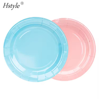 Assiettes en papier Hstyle 6 pouces idéales pour la retraite de fête d'anniversaire, assiettes à dîner et à dessert jetables révélatrices de sexe bleu et rose