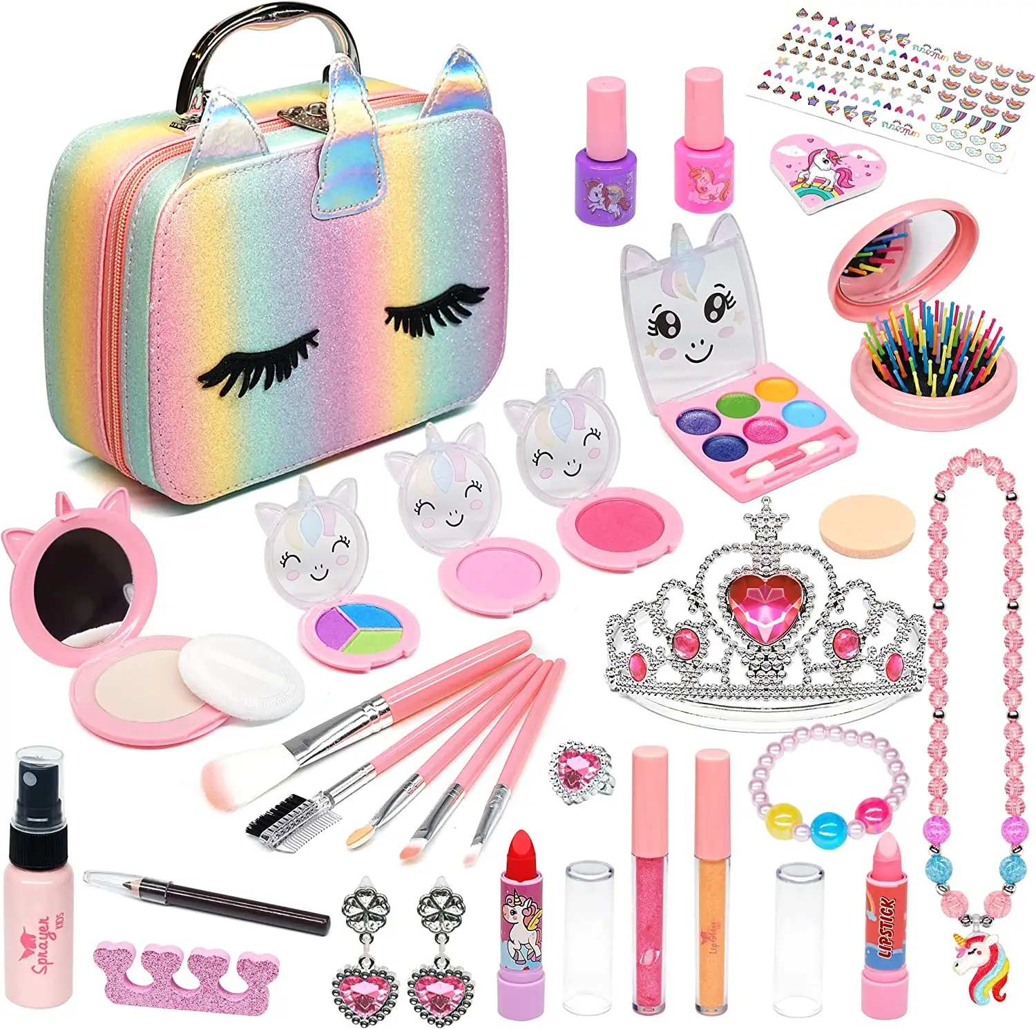 Kinderen Make-Up Kit Voor Meisje Real Make-Up Set Wasbaar Make-Up Speelgoed Voor Peuter Geen Giftige Play Cosmetisch Voor Kind