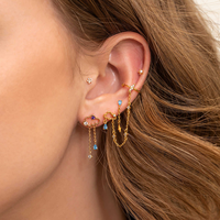 Ensemble de boucles d'oreilles ZUOLA plaqué or véritable 18 carats pour femme, bijoux éclair nuage en zircon 5A, boucles d'oreilles à chaîne en argent 925, ensemble de manchettes d'oreille
