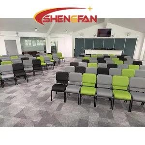 Ống thép bằng văn bản Pad Nhà thờ Ghế Ghế Auditorium Nhà thờ ghế trong cửa sổ Burgundy vải