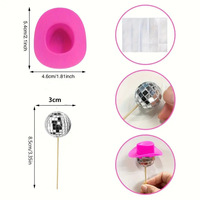 Décoration de gâteau en verre en forme de boule miroir, thème disco, fête d'anniversaire, style européen, 3 cm
