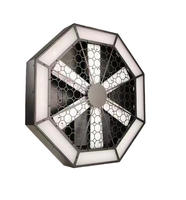 Ventilateur rotatif de style vintage, lumière matricielle LED triangulaire, barres RGB, discothèques, lieux de musique, DJ, arrière-plans créatifs, lumière de scène rétro