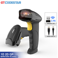 GTCODESTAR Handheld 2,4G Escáner de código de barras 2D Escáner de código de barras inalámbrico USB Escáner de código de barras Pistola Escáner de supermercado Lector de código QR