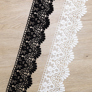 Kain renda hitam putih pita bordir poliester gulungan pemangkasan renda bunga untuk pakaian wanita Aksesori tekstil manset - Product Image 5