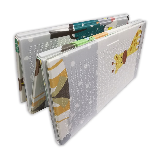 Reversible Waterproof Eco Friendly Animal Print Child Folding Cushioned Play Mat Exercise Camping Modern Home Extra Large