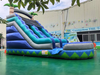 Glissière d'eau gonflable en marbre pour l'extérieur, 3 m, diapositives de parc aquatique tropical, avec piscine