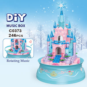 Woma Đồ Chơi Sán Đầu Bán Lẻ Sinh Viên Trẻ Em Băng Tuyết Lâu Đài Quay Âm Nhạc Hộp Nhỏ Gạch Xây Dựng Khối Lắp Ráp Trò Chơi Juguetes - Product Image 2