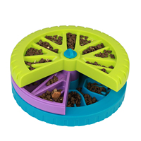 Bol à nourriture pour chien et chat rotatif en plastique durable à trois couches Jouet distributeur de nourriture lent avec plaque à lécher automatique pour animaux de compagnie Mangeant lentement
