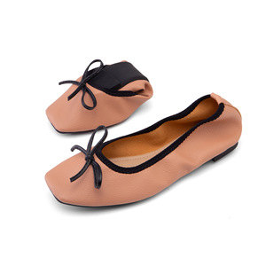 <span class=keywords><strong>Ballerine</strong></span> Pieghevoli da <span class=keywords><strong>Donna</strong></span> con Punta Quadrata, Tacco Basso, Tomaia in PU e Suola in Gomma, Ideali per Primavera e Autunno - Product Image 4