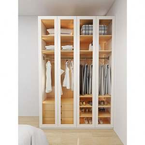 Armoires modernes d'usine, design luxueux, dressing en bois avec 4 portes en verre - Product Image 1