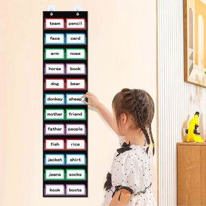 12-Pocket Clear Hanging Pocket Chart with Sturdy Reusable Design for School Home or Office Use and Fit for Sentence <b>Strips</b> - Product Image 3