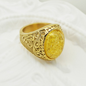 Stainless Steel Casting Wholesale Luxury Designs Vintage 18k Gold Big Stone Gemstone <strong>Opal</strong> <strong>Ring</strong> for Men - Product Image 3
