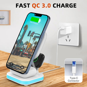 <span class=keywords><strong>Cargador</strong></span> Inalámbrico 5 en 1 <span class=keywords><strong>de</strong></span> 15W para Teléfonos, Relojes y Auriculares con Luz Nocturna Azul y Salida <span class=keywords><strong>Tipo</strong></span>-C - Product Image 3