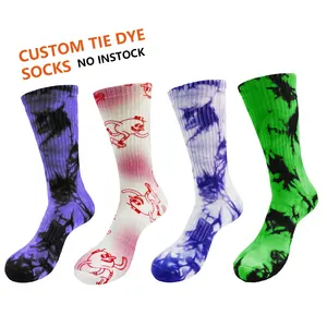 Hip Top Quality Fashion Colorful Cool Crazy Sport calcetines personalizados Terry Cotton Sport Crew Tie Dye calcetines para hombres