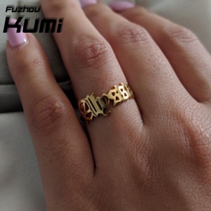 Vintage Old English Gold <strong>Rings</strong> Sterling 925 Women Custom Name <strong>Ring</strong> for Men Personalized <strong>Ring</strong> <strong>with</strong> <strong>Initial</strong> Letter - Product Image 3