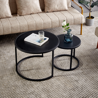 Nouvelle conception de table basse ronde en métal noir moderne à 2 niveaux pour salon, en fil de fer