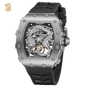 Sanyin Zilveren Draak Mechanische Horloges Oem Custom Luxe Vat Roestvrij Staal Skelet Automatische Horloges Voor Mannen Fabrikant