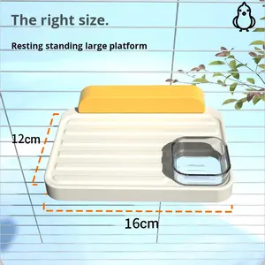 Plateforme de repos et de jeu transparente pour oiseaux, perroquets, souris, sugarcanes, furets, hamsters, avec branche fleurie et marchepied pour animaux de compagnie - Product Image 2