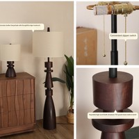 Lampe sur pied en bois massif rétro Wabi-sabi, lumière verticale LED, design minimaliste, intensité réglable, abat-jour en tissu, pour la maison, le bureau, le salon, la chambre à coucher