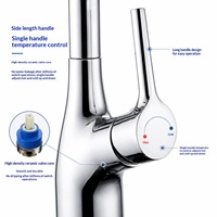 Robinet Mitigeur Monocommande Moderne Minimaliste avec Douchette Extractible Chaud-Froid pour Évier de Cuisine et Lavabo de Salle de Bain Pivotant