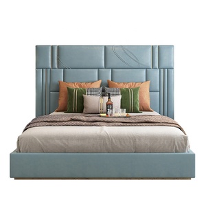 <span class=keywords><strong>Ive</strong></span>-Star Deluxe Cama doble simple Muebles de dormitorio modernos con marco de madera tapizado Estilo suave - Product Image 3