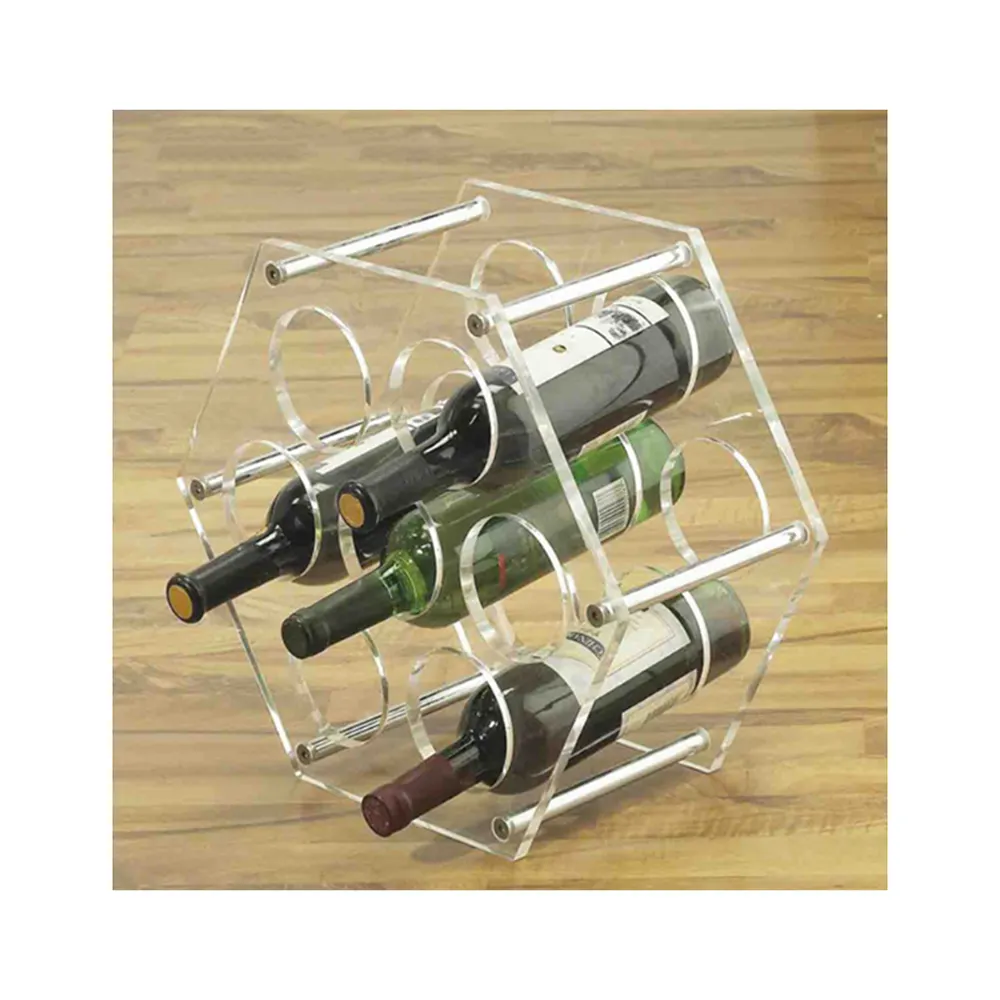 OEM acrylic floating wine rack Plexiglass wine display curved wine rack