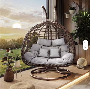 Hanging Egg <b>Chair</b> Swing With Steel Stand Set - All Weather Construction - Wicker Rattan Swing - Large Basket Design <b>Hammock</b> - Product Image 6